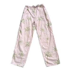 Tahiti Reef Club Vintage Corduroy Pants Women L Palm Tree Pink Drawstring Cotton
